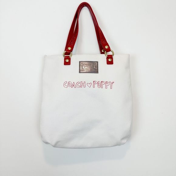 Coach Poppy-Chan Cherry Evie Tote Japanese Kawaii Pink Shoulder Bag 15542 Canvas - Picture 2 of 15